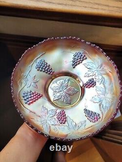 Scarce Large RED Fenton Carnival Glass Vintage Pattern Ice Cream Bowl