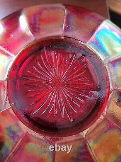 Scarce Large RED Fenton Carnival Glass Vintage Pattern Ice Cream Bowl
