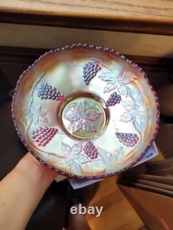Scarce Large RED Fenton Carnival Glass Vintage Pattern Ice Cream Bowl