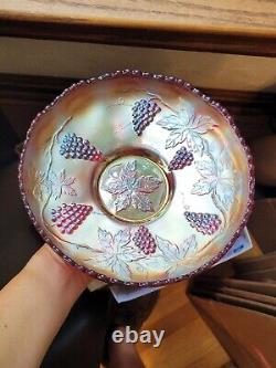 Scarce Large RED Fenton Carnival Glass Vintage Pattern Ice Cream Bowl