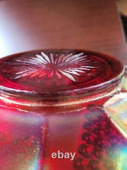 Scarce Large RED Fenton Carnival Glass Vintage Pattern Ice Cream Bowl