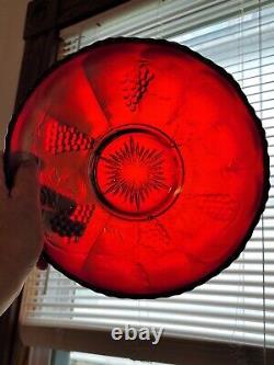 Scarce Large RED Fenton Carnival Glass Vintage Pattern Ice Cream Bowl