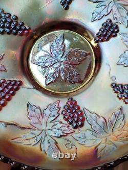 Scarce Large RED Fenton Carnival Glass Vintage Pattern Ice Cream Bowl