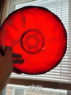 Scarce Large RED Fenton Carnival Glass Vintage Pattern Ice Cream Bowl