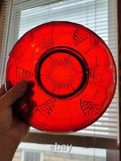 Scarce Large RED Fenton Carnival Glass Vintage Pattern Ice Cream Bowl