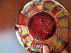 Scarce Large RED Fenton Carnival Glass Vintage Pattern Ice Cream Bowl