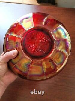 Scarce Large RED Fenton Carnival Glass Vintage Pattern Ice Cream Bowl