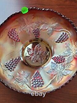 Scarce Large RED Fenton Carnival Glass Vintage Pattern Ice Cream Bowl