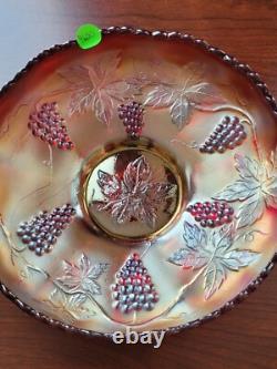 Scarce Large RED Fenton Carnival Glass Vintage Pattern Ice Cream Bowl