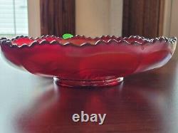 Scarce Large RED Fenton Carnival Glass Vintage Pattern Ice Cream Bowl