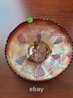 Scarce Large RED Fenton Carnival Glass Vintage Pattern Ice Cream Bowl