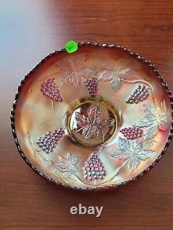 Scarce Large RED Fenton Carnival Glass Vintage Pattern Ice Cream Bowl