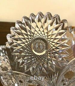 Signed Hawkes ABP Cut Glass Large ICE CREAM Tray in CHRYSANTHEMUM PATTERN