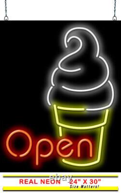 Soft Serve Ice Cream Open Neon Sign Large 24 x 30 Real Neon Gets Attention