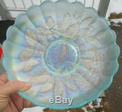 Stunning Super Northwood Ice Blue Large Ice Cream Bowl Peacock and Urn