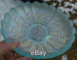 Stunning Super Northwood Ice Blue Large Ice Cream Bowl Peacock and Urn