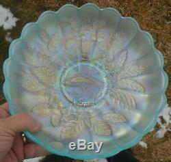 Stunning Super Northwood Ice Blue Large Ice Cream Bowl Peacock and Urn