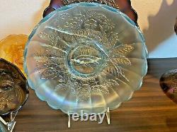 Stunning Super Northwood Ice Blue Large Ice Cream Bowl Peacock and Urn