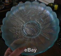 Stunning Super Northwood Ice Blue Large Ice Cream Bowl Peacock and Urn