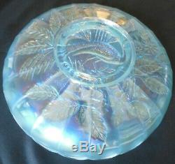 Stunning Super Northwood Ice Blue Large Ice Cream Bowl Peacock and Urn