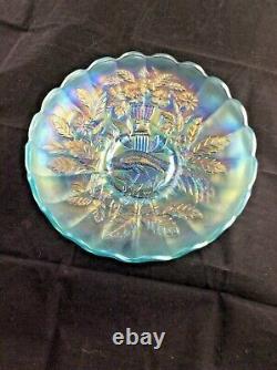 Stunning Super Northwood Ice Blue Large Ice Cream Bowl Peacock and Urn