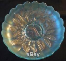 Stunning Super Northwood Ice Blue Large Ice Cream Bowl Peacock and Urn