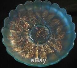 Stunning Super Northwood Ice Blue Large Ice Cream Bowl Peacock and Urn