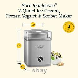 Stylish 2-Quart Ice Cream Maker Fully Automatic with Double-Insulated Bowl