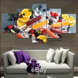 Summer Ice Cream Dessert Fruits 5pcs Modern HD Art Wall Home Decor Canvas Print