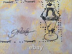Sundae Original Hand Signed Gail Rodgers Silkscreen & Acrylic Painting Ice Cream