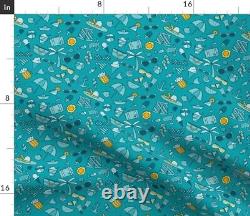 Tablecloth Ditsy Summer Bright Blue Ice Cream Small Scale Summer Cotton Sateen