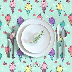 Tablecloth Ice Cream + Cherries Summer Sweet Treat Waffle Cone Cotton Sateen