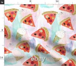 Tablecloth Pizza Ice Cream Junk Food Watercolor Girly Cotton Sateen