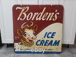 Ultra Rare 1950's Borden's Ice Cream Large 30 X 30 D/s Metal Sign Elsie Cow