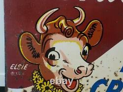 Ultra Rare 1950's Borden's Ice Cream Large 30 X 30 D/s Metal Sign Elsie Cow