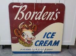 Ultra Rare 1950's Borden's Ice Cream Large 30 X 30 D/s Metal Sign Elsie Cow