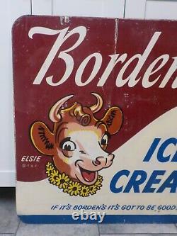 Ultra Rare 1950's Borden's Ice Cream Large 30 X 30 D/s Metal Sign Elsie Cow