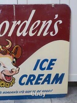 Ultra Rare 1950's Borden's Ice Cream Large 30 X 30 D/s Metal Sign Elsie Cow