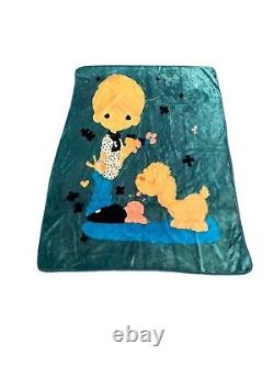 Unbranded Precious Moments Boy Ice Cream Puppy Dog Large Blanket