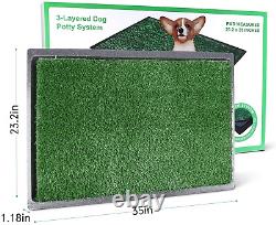Upgrade Large Dog Grass Pad with Tray (35''X23.2''), Artificial Grass Mats Washa