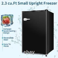 Upright Compact Freezer 2.3 Cu. Ft, with Shelves, Adjustable Temperature Control