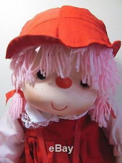 VINTAGE 1980s ONE (1) LARGE RED PINK ICE CREAM GIRL DOLL SOFT PLUSH TOY NEW
