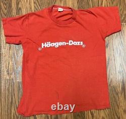 VINTAGE 70's Haagen Dazs Ice Cream T-Shirt Sz L Russell Strawberry, RARE Red