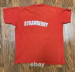 VINTAGE 70's Haagen Dazs Ice Cream T-Shirt Sz L Russell Strawberry, RARE Red