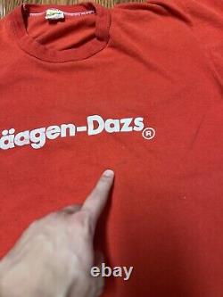 VINTAGE 70's Haagen Dazs Ice Cream T-Shirt Sz L Russell Strawberry, RARE Red