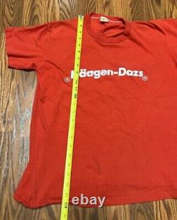 VINTAGE 70's Haagen Dazs Ice Cream T-Shirt Sz L Russell Strawberry, RARE Red