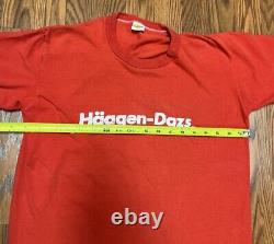 VINTAGE 70's Haagen Dazs Ice Cream T-Shirt Sz L Russell Strawberry, RARE Red