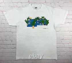 VINTAGE 80s Woody Jackson Cow Palm Tree Art T Shirt Ben and Jerrys Ice Cream VTG