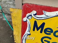 VINTAGE ANTIQUE Large 1950s MEADOW GOLD ICE CREAM ADVERTISING METAL SIGN