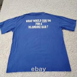 VINTAGE Klondike Shirt Mens Extra Large Blue Single Stitch Ice Cream USA 90s
